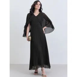 Styli Pleated Cape Sleeve Maxi Dress-picture-29