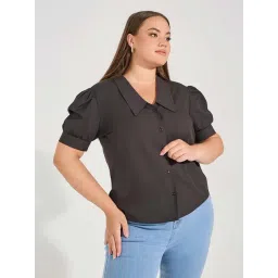 Styli Plus Size Black Cotton Regular Fit Shirt-picture-19