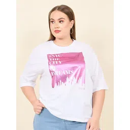 Styli Plus Size Typography Printed Drop Shoulder Sleeves Cotton Oversized T-shirt-picture-28