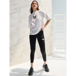 Styli Printed Oversized T-Shirt With Striped Leggings-picture-23