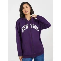 Styli Purple Cotton Printed Hoodie-picture-28