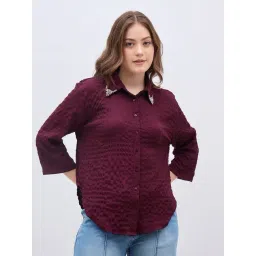 Styli Purple Polyester Self Design Shirt-picture-26