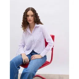 Styli Purple Regular Fit Striped Shirt-picture-33