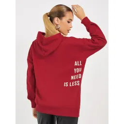 Styli Red Cotton Printed Hoodie image 2