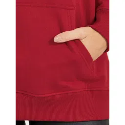 Styli Red Cotton Printed Hoodie image 5