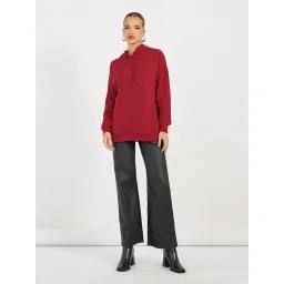 Styli Red Cotton Printed Hoodie image 3