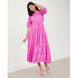 styli Schiffli Embroidered A-Line Dress-picture-22