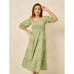 Styli Square Neck Puff Sleeves A-Line Dress-picture-20