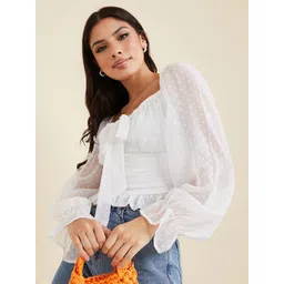 Styli Sweetheart Neck Dobby Weave Empire Top-picture-39