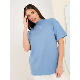 Styli Typography Printed High Neck Short Sleeve Cotton T-Shirt-picture-18