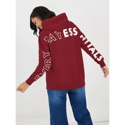 Styli Typography Printed Kangaroo Pocket Hooded Cotton Sweatshirt-picture-11