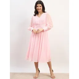 Styli V-Neck Fit & Flare Midi Dress-picture-31