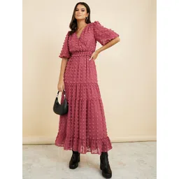 Styli V-Neck Puff Sleeves Tiered Maxi Dress-picture-20