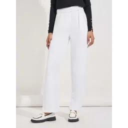 Styli White Cotton Plain Trousers-picture-47