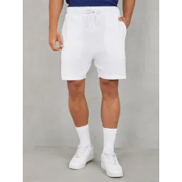 Styli White Cotton Regular Fit Sports Shorts-picture-34