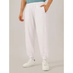 Styli White Cotton Relaxed Fit Joggers-picture-19