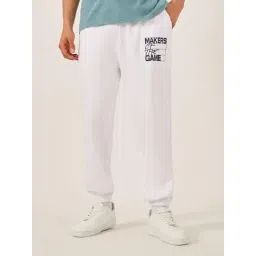 Styli White Cotton Relaxed Fit Joggers-picture-36