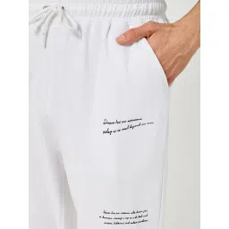 Styli White Cotton Relaxed Fit Joggers image 4