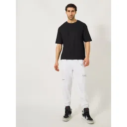 Styli White Cotton Relaxed Fit Joggers image 5