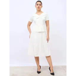 Styli White Plain Blazer A-Line Dress-picture-19