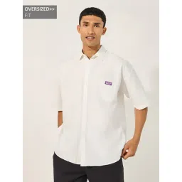 Styli White Polycotton Oversized Solid Shirts-picture-35