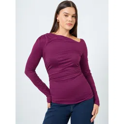 Styli Women Asymmetric Neck Full Sleeves Regular Top-picture-43