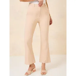 Styli Women Beige High Rise Slim Fit Bootcut Pants-picture-40