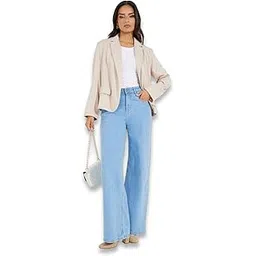 styli Women Beige Solid Regular Fit Short Length Lapel Blazer (70091228 S)-picture-25