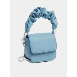 Styli Women Blue Gathered Top Handle Flap Mini Handbag-picture-33