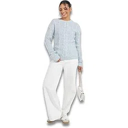 styli Women Cable Knit Long Length Regular Fit Jumper | Cozy Winter Wear Sweater for Women | Ribbed Hemline Pullover Knitwear for Casual & Office Looks-picture-34