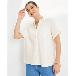 styli Women Cotton Regular Fit Extended Shoulder Shirt-picture-15