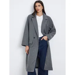 Styli Women Double-Breasted Notched Lapel Longline Long Sleeves Overcoat-picture-19