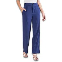 styli Women High Rise Wide Leg Textured Cotton Trousers | Stylish Comfortable Pants for Women | Perfect for Office, Casual Wear, Travel & Everyday Outfits-picture-17