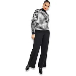 styli Women Houndstooth Regular Length High Neck Oversized Fit Sweater | Cozy Winter Wear Sweater for Women | Pullover Knitwear for Casual & Everyday Wear-picture-39
