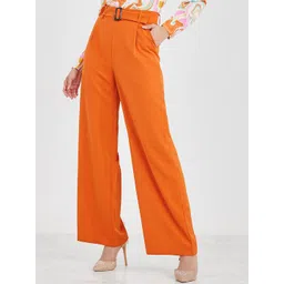 Styli Women Orange High Waist Wide Leg Belted Trouser-picture-37