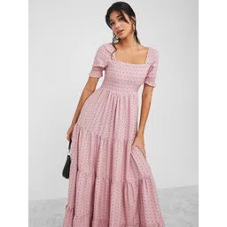 Styli Women Pink Printed Maxi Dress-picture-33