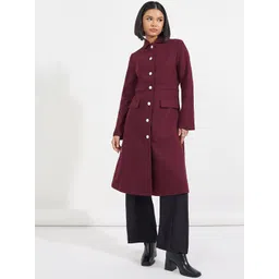 Styli Women Regular Fit Knee Length Buttoned Wool Like Coat-picture-25