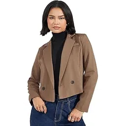 styli Women Regular Fit Short Length Double Breasted Blazer-picture-12