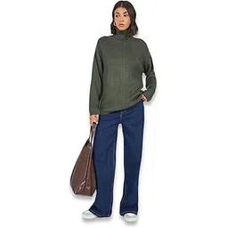 styli Women Relaxed Fit Regular Length Turtle Neck Casual Pullover Sweater | Cozy Winter Wear Sweater for Women | Pullover Knitwear for Casual & Everyday Wear-picture-32