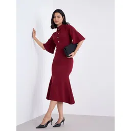 Styli Women Shirt Collar Bodycon Midi Dress-picture-34