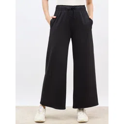 Styli Women Solid Flared High-Rise Casual Wide Leg Trousers-picture-15