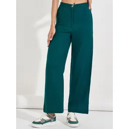 Styli Women Solid High Rise Wide Leg Textured Pants-picture-14