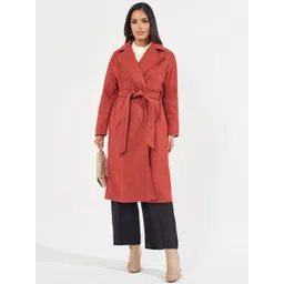 Styli Women Solid Oversized Knee Length Belted Coat-picture-40