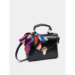 Styli Women Solid Satchel with Scarf Detail-picture-42