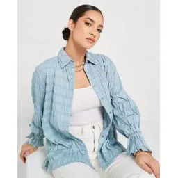 styli Women Textured Oversized Longline Shirt with Buttons-picture-38