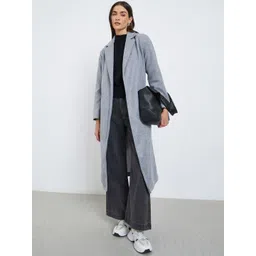 Styli Women Woolen Notched Lapel Collared Longline Belted Overcoat-picture-18