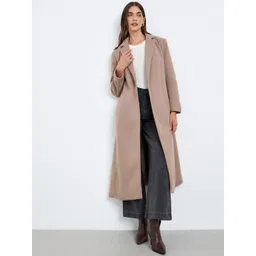 Styli Women Woolen Notched Lapel Collared Longline Overcoat-picture-15