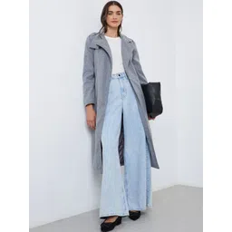 Styli Women Woolen Notched Lapel Collared Longline Overcoat-picture-16