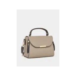Styli Women's Beige Metal Accent Contrast Detail Satchel Handbag (Set of 2)-picture-13