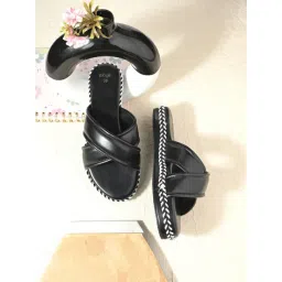 Styli Women's Black Cross Strap Sandals-picture-30